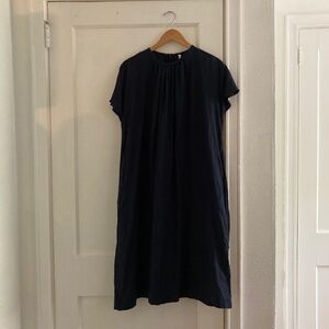 #1  MUJI 100% Linen French sleeve Dress Women's S Navy